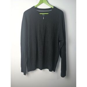 True Measure 100% Cashmere Sweater Mens XL Charcoal Gray Quarter Zip Pullover